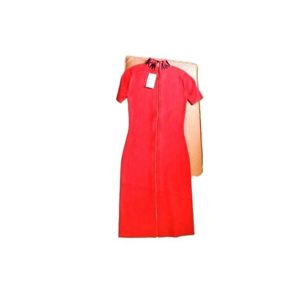 Michael Kors Logo Ribbed Mock MK neck zip size M